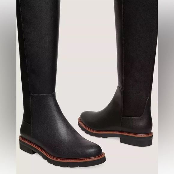 New Stuart Weitzman Adrina City Boot Over The Knee 5050 Black Leather Sz 7.5 - Picture 3 of 14